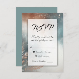 Sage and Terracotta Stardust Skies Wedding RSVP Card