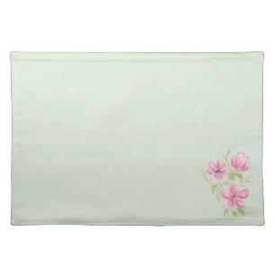 Sage and Watercolor Pink Floral Cloth Placemat