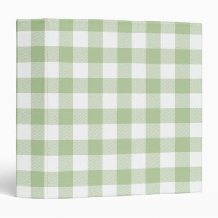Sage and White Buffalo Plaid Gingham 3 Ring Binder
