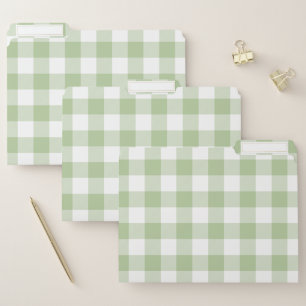 Sage and White Buffalo Plaid Gingham File Folder