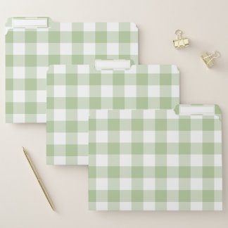 Sage and White Buffalo Plaid Gingham File Folder
