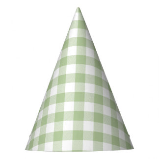 Sage and White Buffalo Plaid Gingham Party Hat