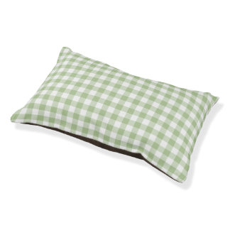 Sage and White Buffalo Plaid Gingham Pet Bed
