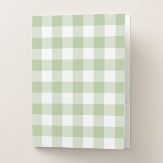 Sage and White Buffalo Plaid Gingham Pocket Folder