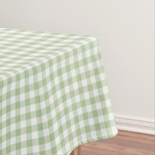 Sage and White Buffalo Plaid Gingham Tablecloth