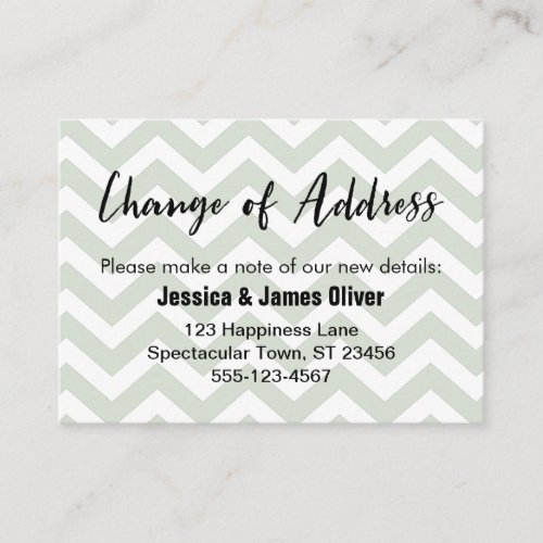 Sage and White Chevron Change of Address Card