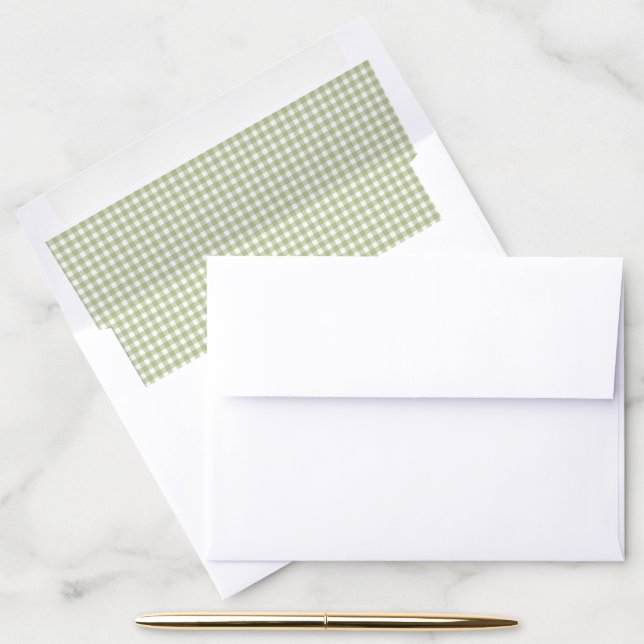 Sage And White Gingham Envelope Liner (Desk)