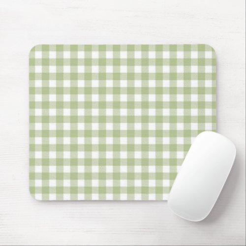 Sage and White Gingham Mouse Pad