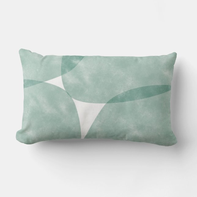 Sage and White - Modern Green Lumbar Pillow (Front)