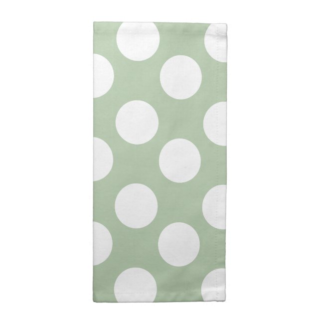 Sage and White Polka Dot Print Cloth Napkins (Half Fold)