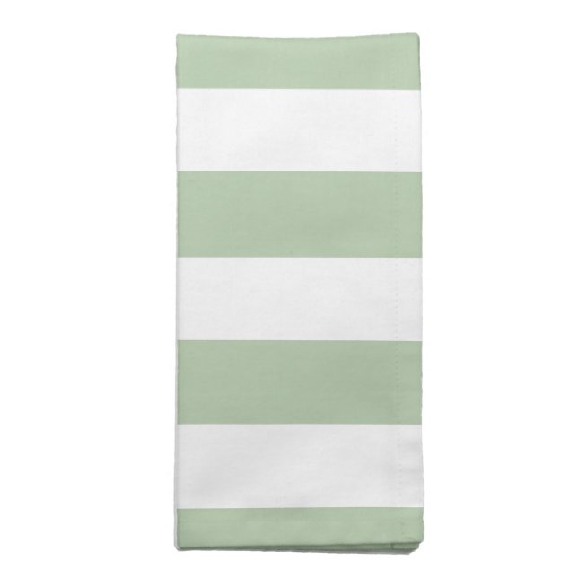 Sage and White Striped Cloth Napkin (Folded)