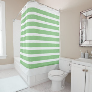 Sage and white stripes shower curtain
