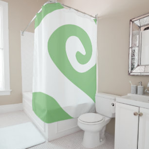 Sage and White Swirl Wave Shower Curtain
