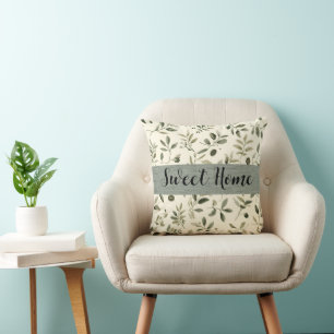 sage and white throw pillows