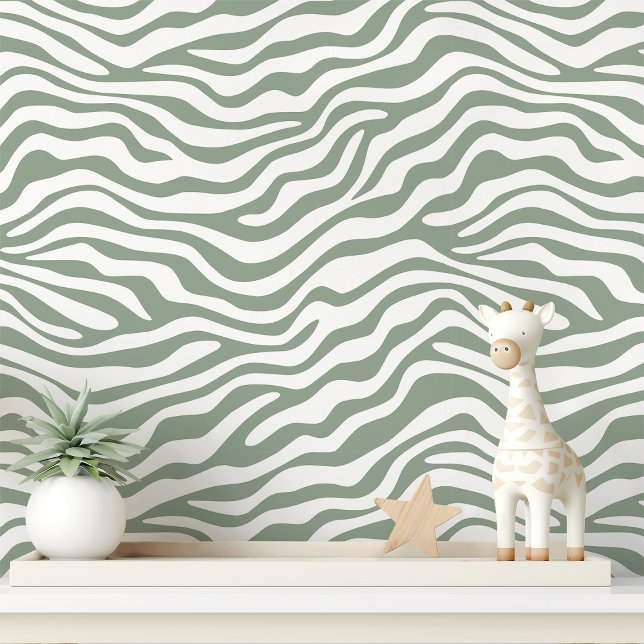 Sage and White Zebra Stripe Wallpaper (Creator Uploaded)