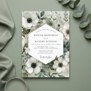 Sage Anemone Bloom Wedding Invitation