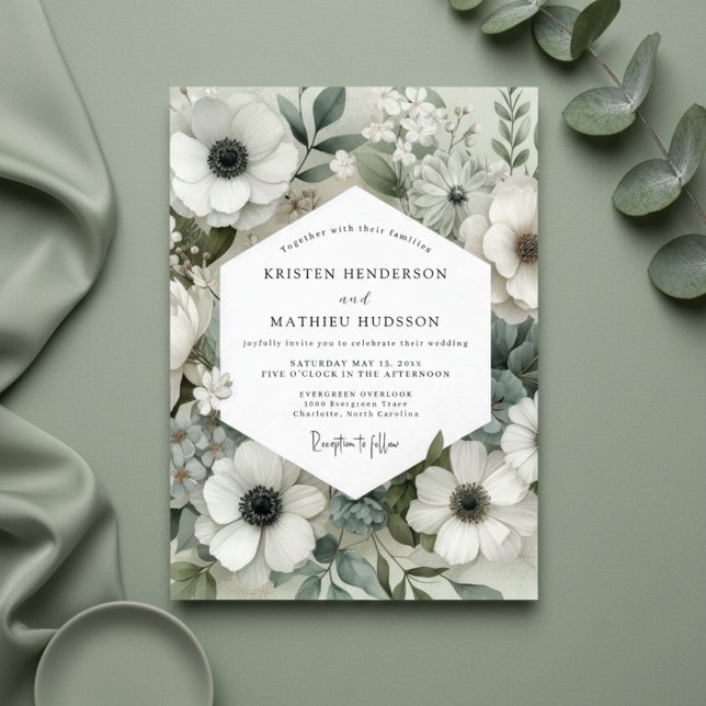 Sage Anemone Bloom Wedding Invitation (Creator Uploaded)