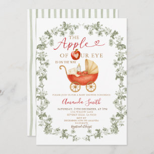 Sage Apple of our Eye Baby Shower Carriage Invitation