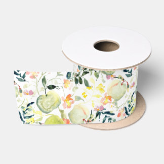 Sage Apple Picking | Fruits and florals Satin Ribbon