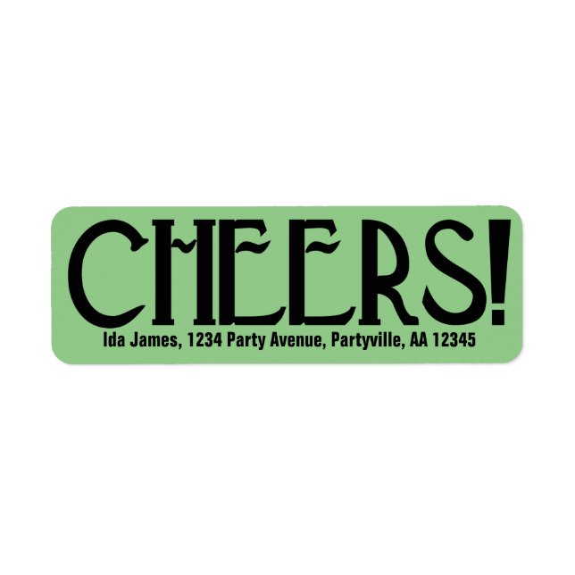 Sage Art Deco Cheers Address Label (Front)