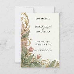 Sage Art Nouveau Save The Date Card