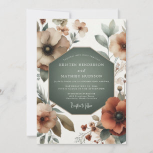 Sage Autumnal Anemone Wedding Invitation