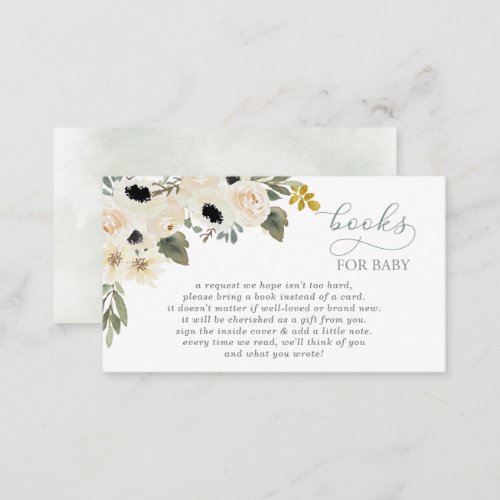 Sage Baby in Bloom Ivory Baby Shower Book Request Enclosure Card
