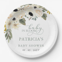 Sage Baby in Bloom Ivory Floral Girl Baby Shower Paper Plates