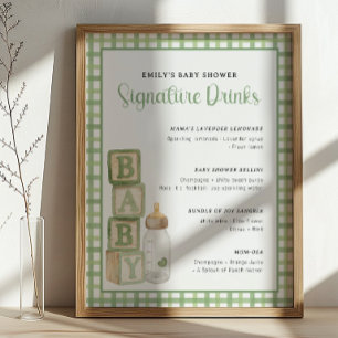 Sage Baby Shower Signature Drinks Sign Printable