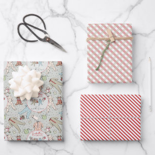 Sage Babys First Christmas Winter Pajamas Wrapping Paper Sheets
