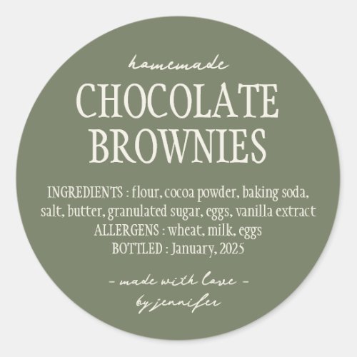 Sage Bakery Food Cottage Law Ingredients Classic Round Sticker