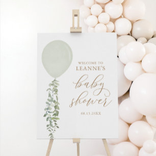 Sage Balloon Eucalyptus Baby Shower Welcome Sign