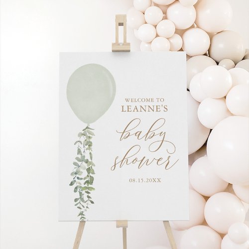 Sage Balloon Eucalyptus Baby Shower Welcome Sign