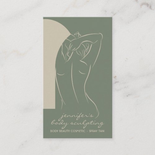 Sage beige Body Sculpting Contouring Spray Tan Business Card