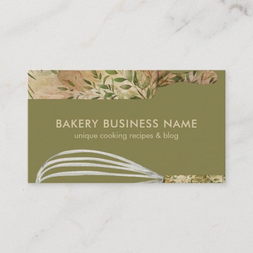 Sage Beige Chef Catering Cake Maker Rolling Pin Business Card