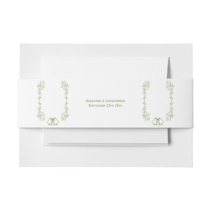 Sage Bells Scrollwork Design Wedding Invitation Belly Band