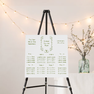 Sage Bells Scrollwork Wedding Seating Chart Foam Board
