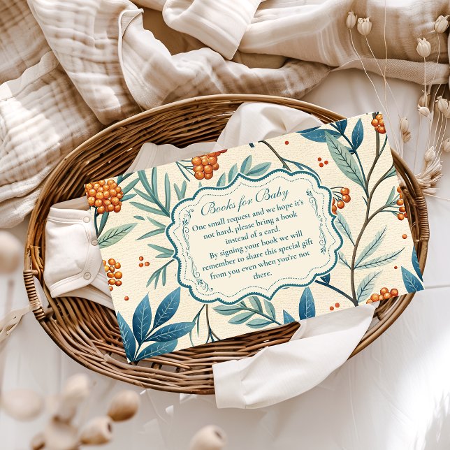 Sage Berry Botanical Baby Shower Books for Baby  Enclosure Card (Creator Uploaded)