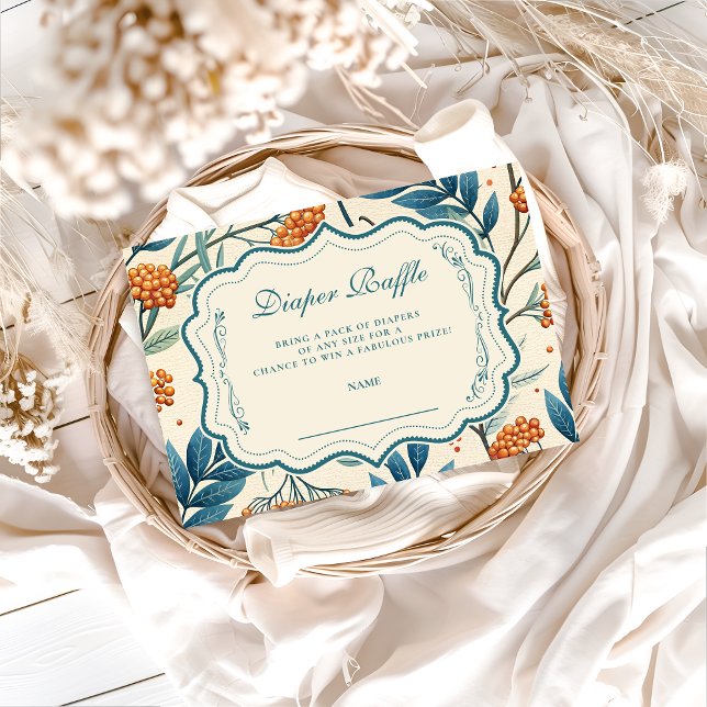 Sage Berry Botanical Baby Shower Diapper Raffle Enclosure Card (Creator Uploaded)