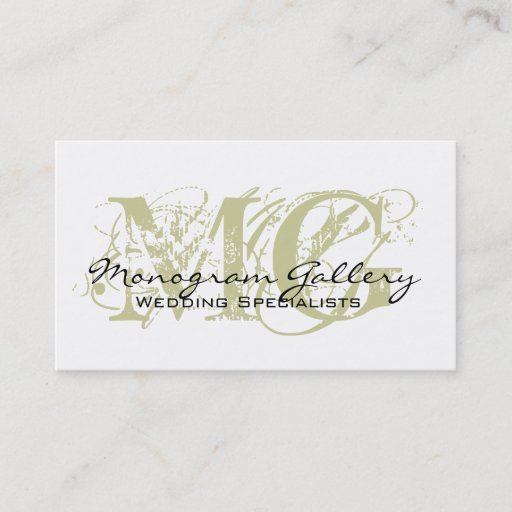 Customizable Sage Black Monogram Customizable Business Card