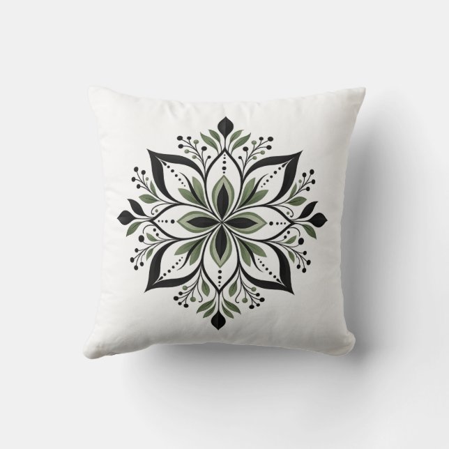 Sage Bloom Throw Pillow  (Back)