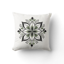 Sage Bloom Throw Pillow