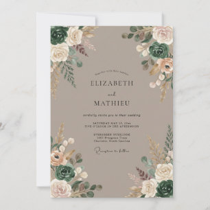 Sage Blossom Rustic Romance Wedding Invitation