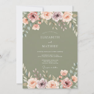 Sage Blossom Rustic Wedding Invitation