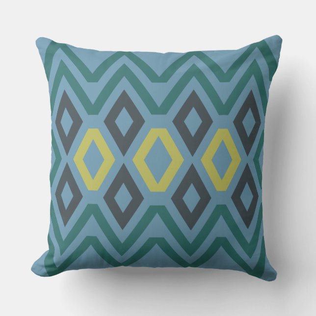 Sage Blue Geometric Throw Pillow (Front)