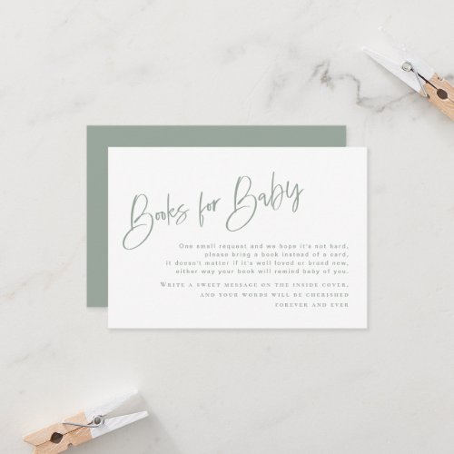 Sage BlueGreen Baby Shower Books for Baby Card
