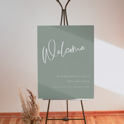 Sage Blue Green Baby Shower Welcome Sign