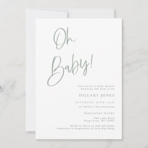 Sage Blue/Green Bohemian Baby Shower Invitation
