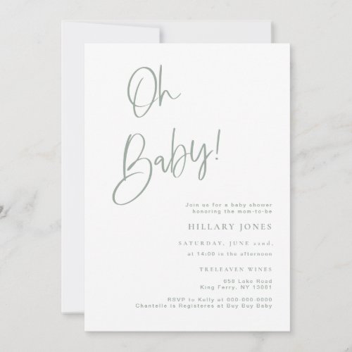 Sage BlueGreen Bohemian Baby Shower Invitation