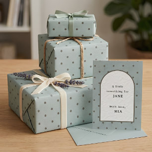 Sage Blue Textured Polka Dot Wrapping Paper